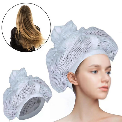 Net Plopping Cap for Drying Curly Hair with Adjustable Drawstring, Net Plopping Bonnet, Women's Hair Accessories White