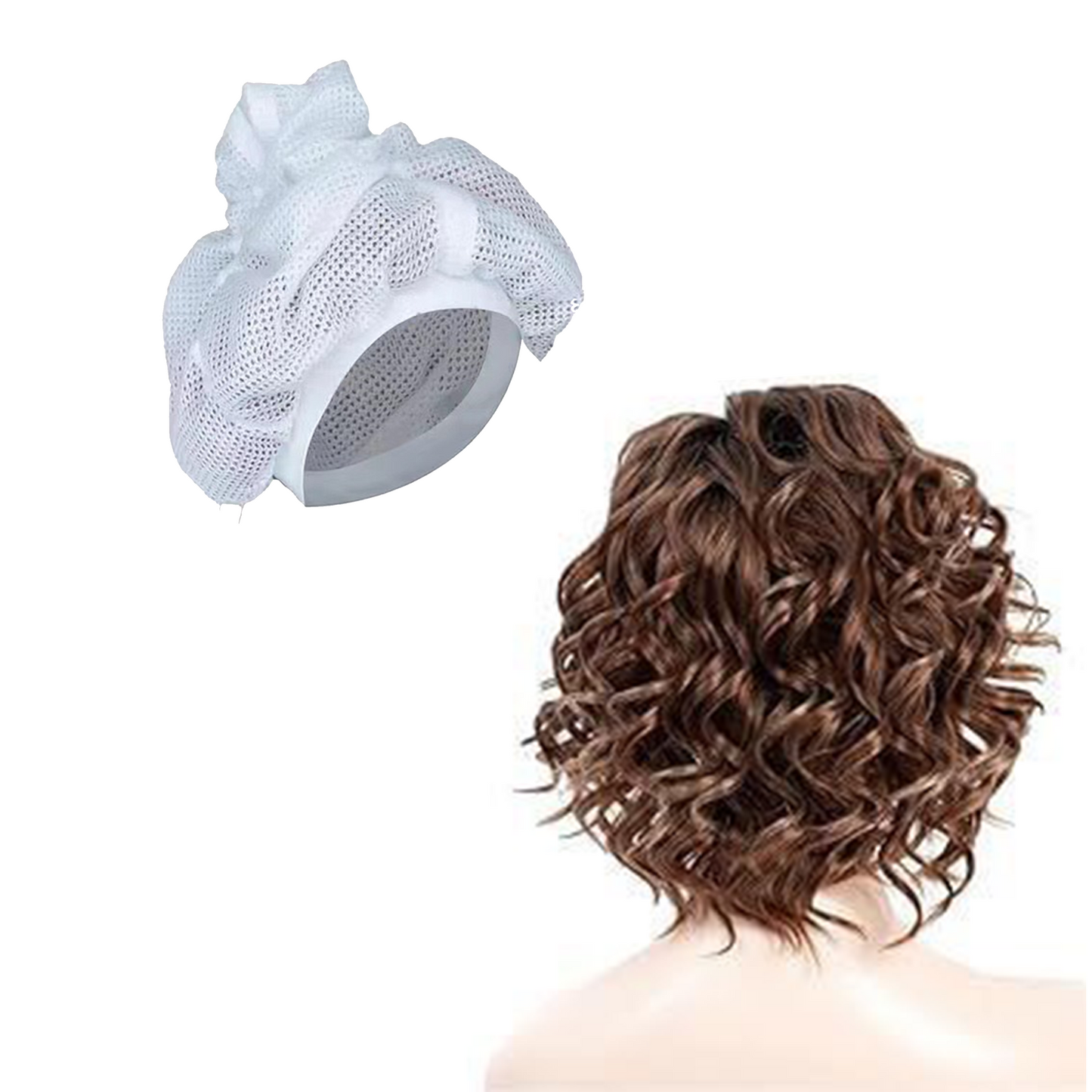 Net Plopping Cap for Drying Curly Hair with Adjustable Drawstring, Net Plopping Bonnet, Women's Hair Accessories White